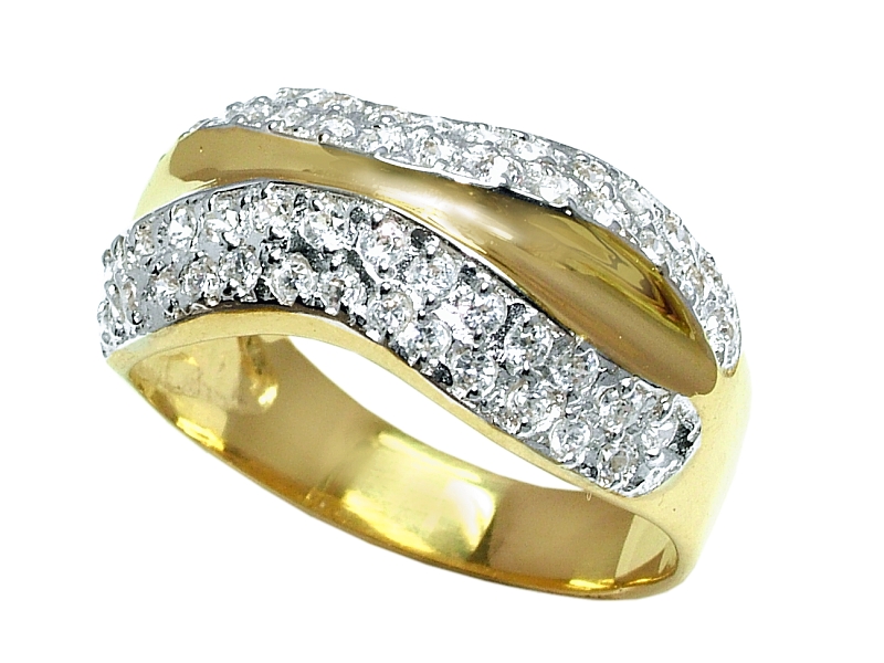 Złoty pierścionek z cyrkoniami - 7913