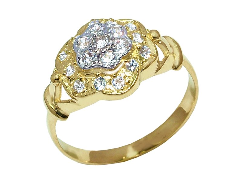 Złoty pierścionek z cyrkoniami - 7931