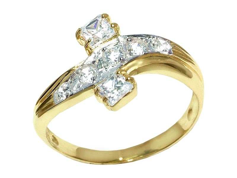 Złoty pierścionek z cyrkoniami - 7935