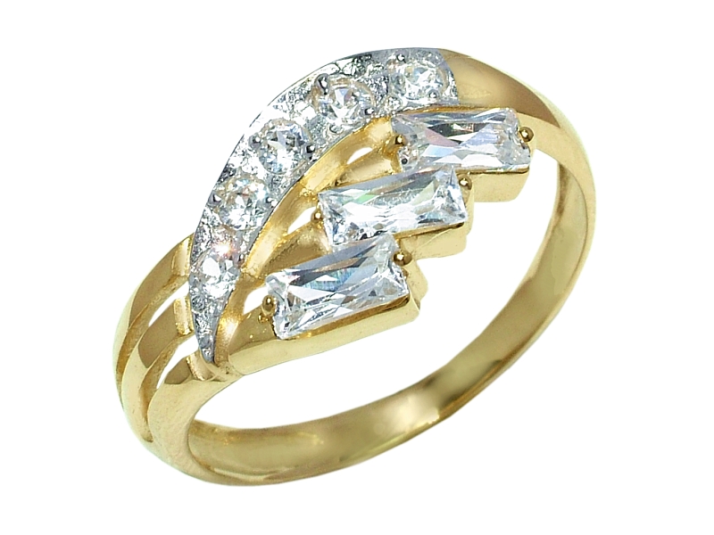 Złoty pierścionek z cyrkoniami - 7938