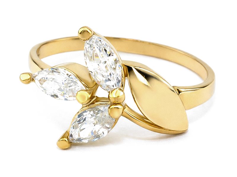 Złoty pierścionek z cyrkoniami - 7995 — zdjęcie 3