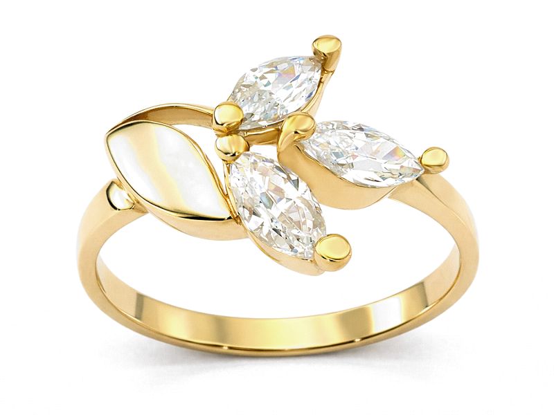 Złoty pierścionek z cyrkoniami - 7995