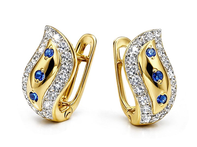 Złote kolczyki z cyrkoniami i spinelami - 8001a