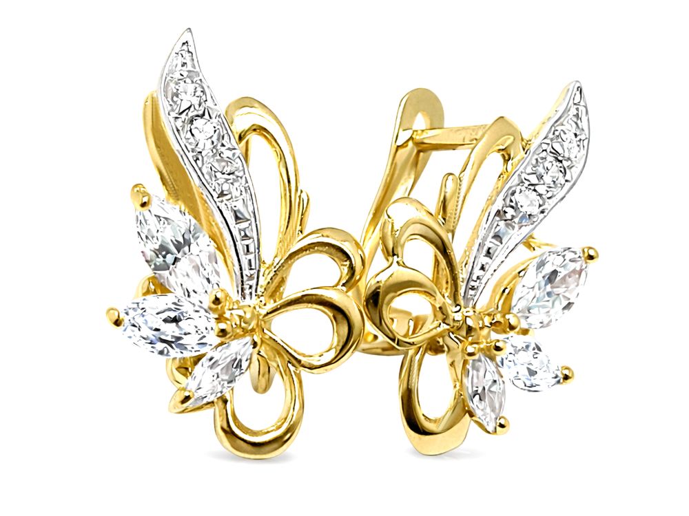 Złote kolczyki z cyrkoniami - 8003