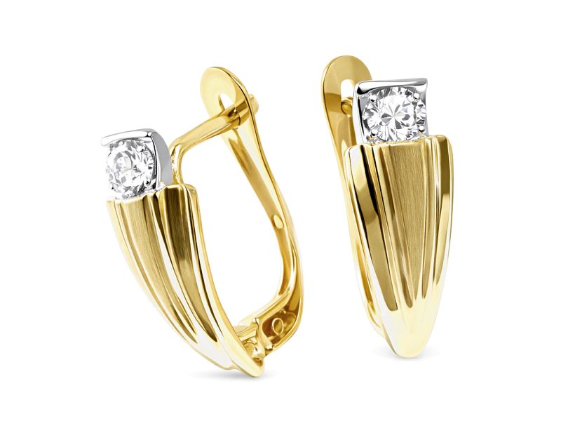 Złote kolczyki z cyrkoniami - 8005