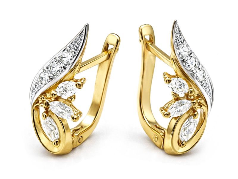 Złote kolczyki z cyrkoniami - 8009