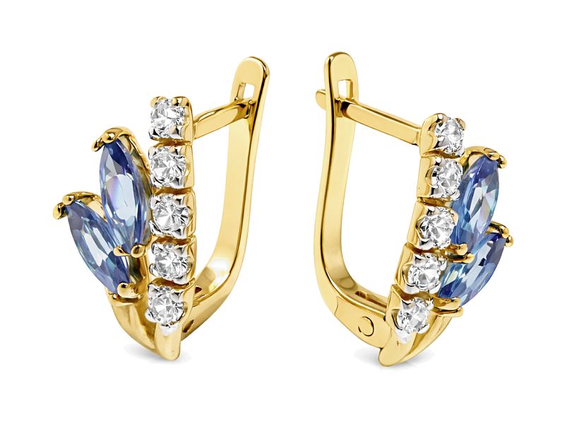 Złote kolczyki ze spinelami i cyrkoniami - 8012