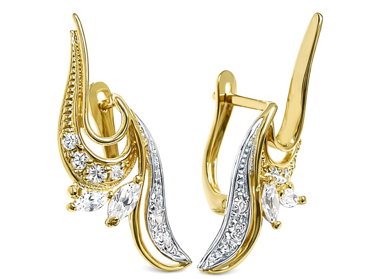 Złote kolczyki z cyrkoniami - 8015