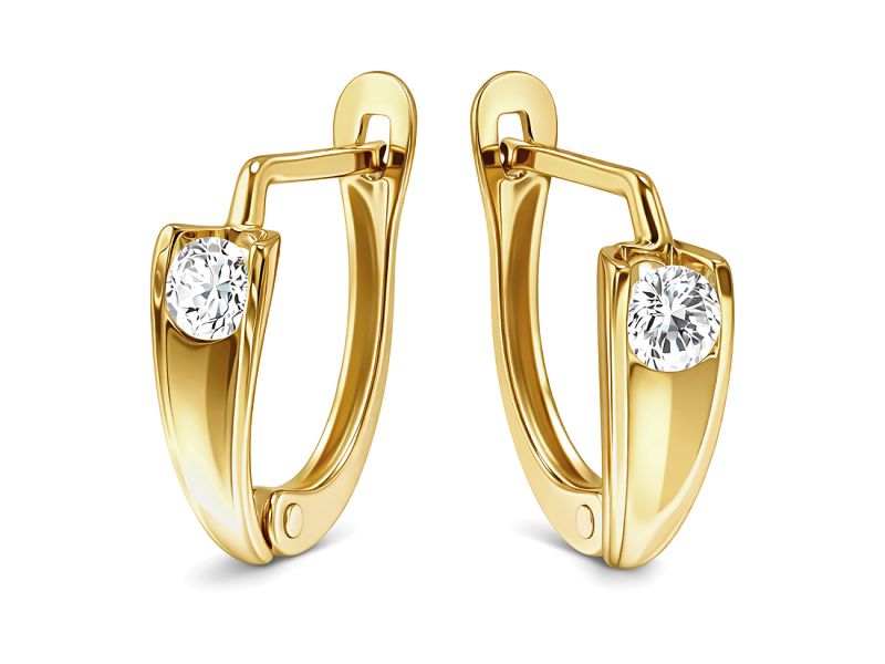 Złote kolczyki z cyrkoniami - 8027