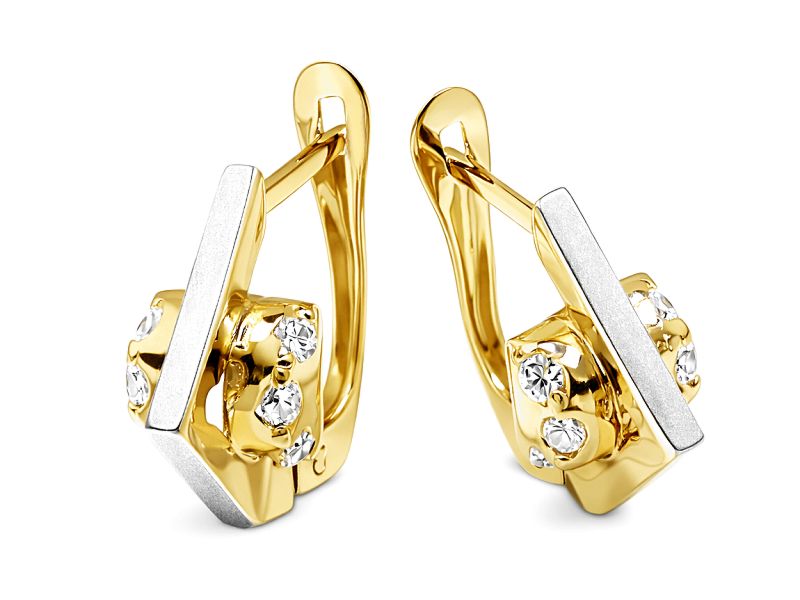 Złote kolczyki z cyrkoniami - 8028