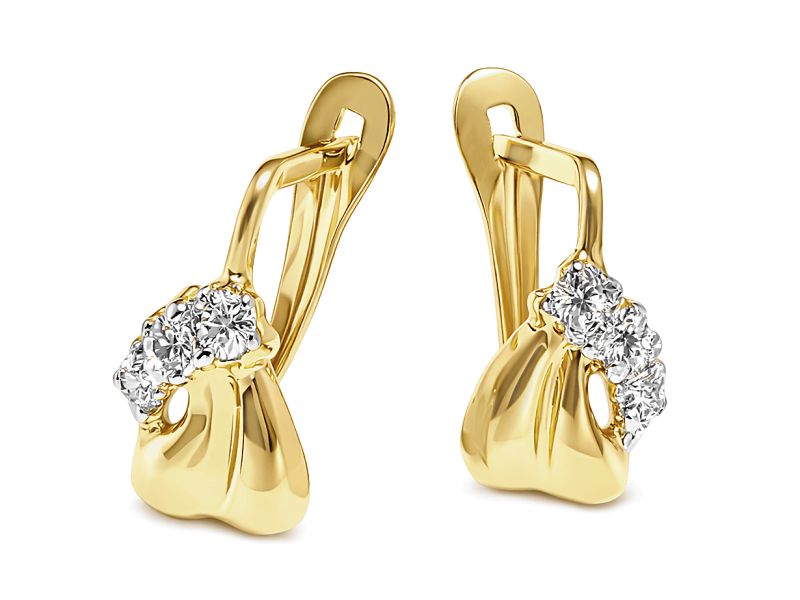 Złote kolczyki z cyrkoniami - 8033