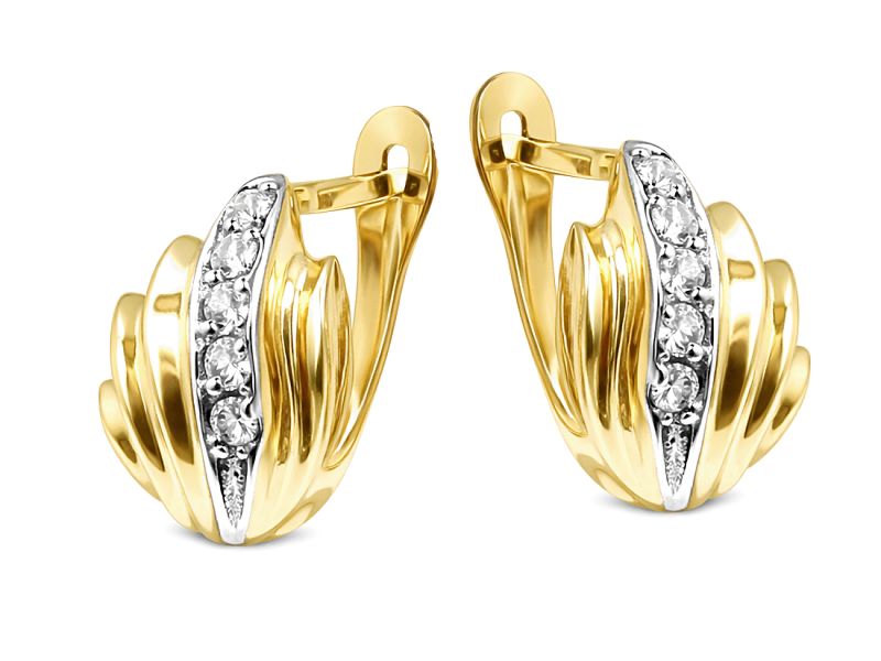 Złote kolczyki z cyrkoniami - 8034