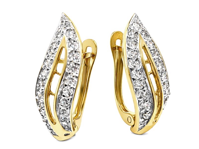 Złote kolczyki z cyrkoniami - 8035