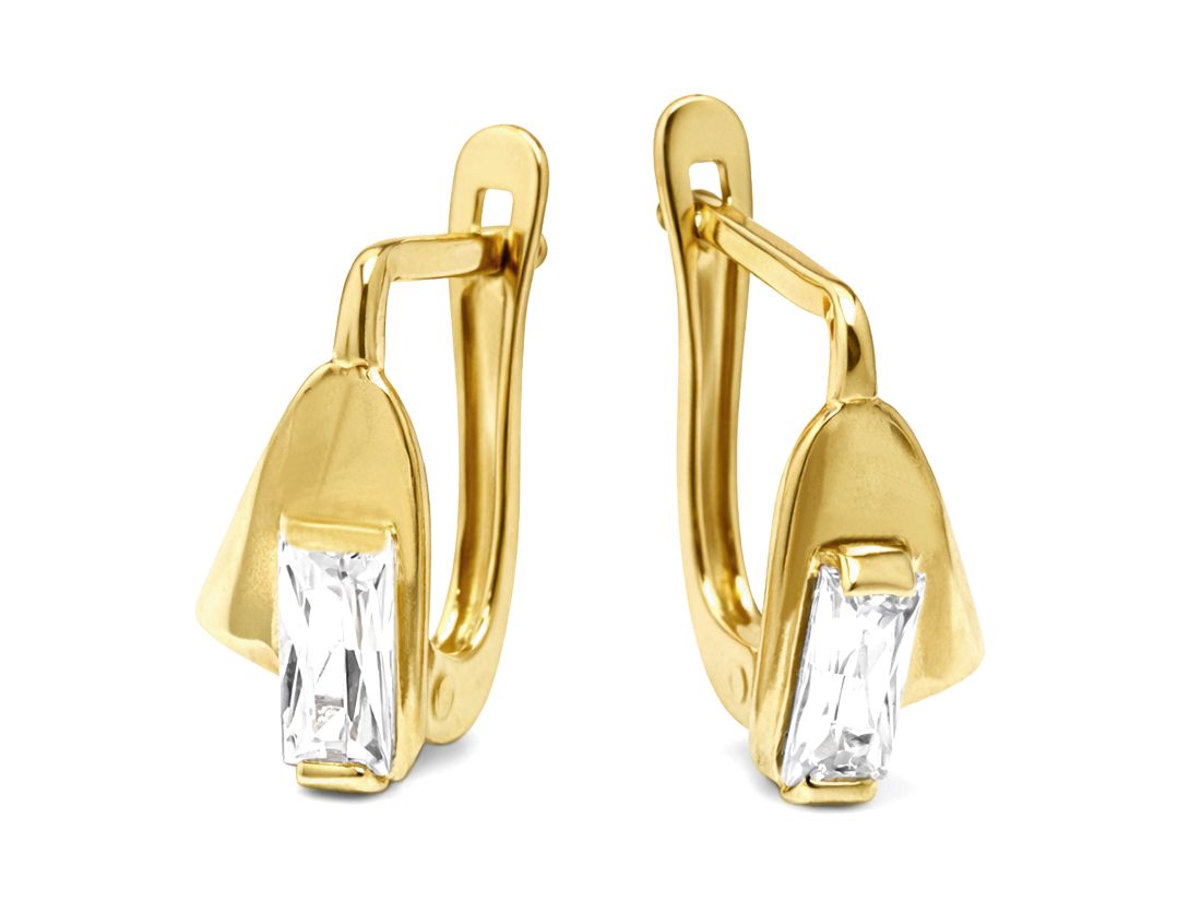 Złote kolczyki z cyrkoniami - 8036