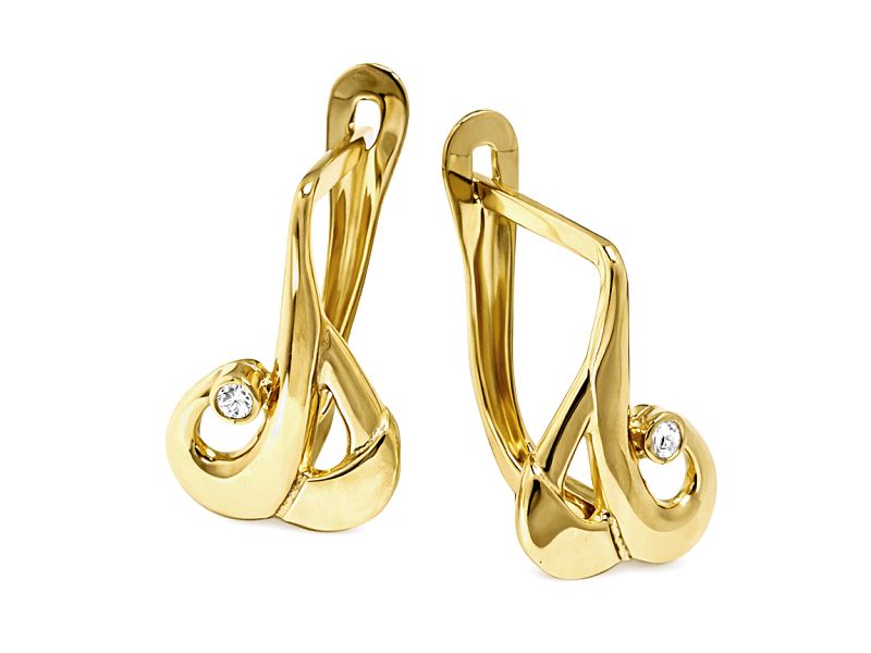 Złote kolczyki z cyrkoniami - 8037