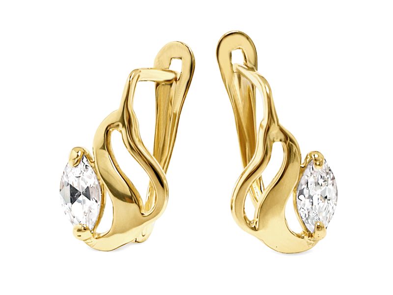 Złote kolczyki z cyrkoniami - 8038