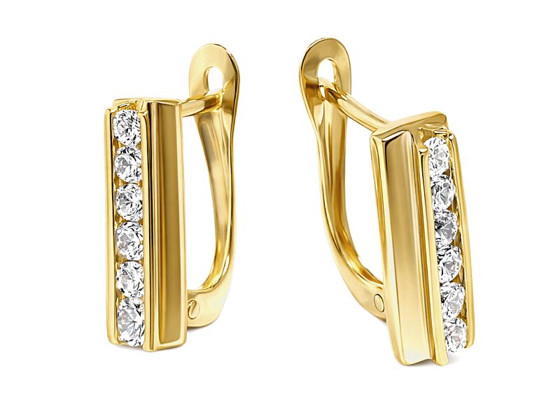 Złote kolczyki z cyrkoniami - 8039