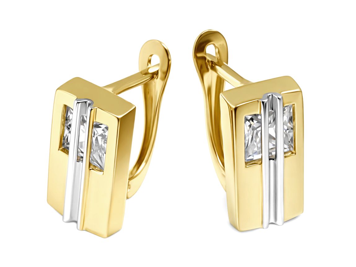 Złote kolczyki z cyrkoniami - 8040