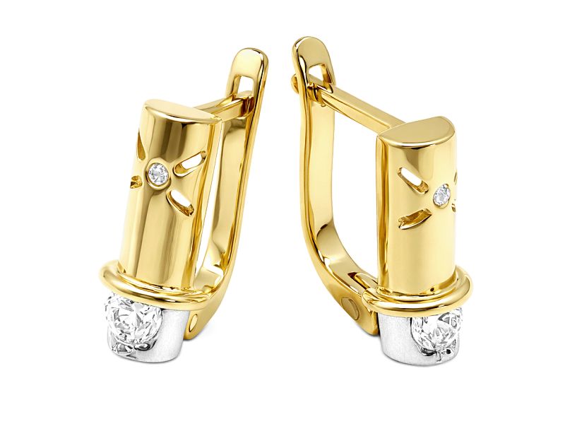 Złote kolczyki z cyrkoniami - 8044