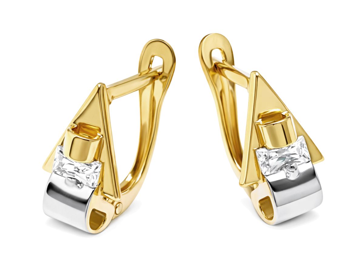 Złote kolczyki z cyrkoniami - 8046