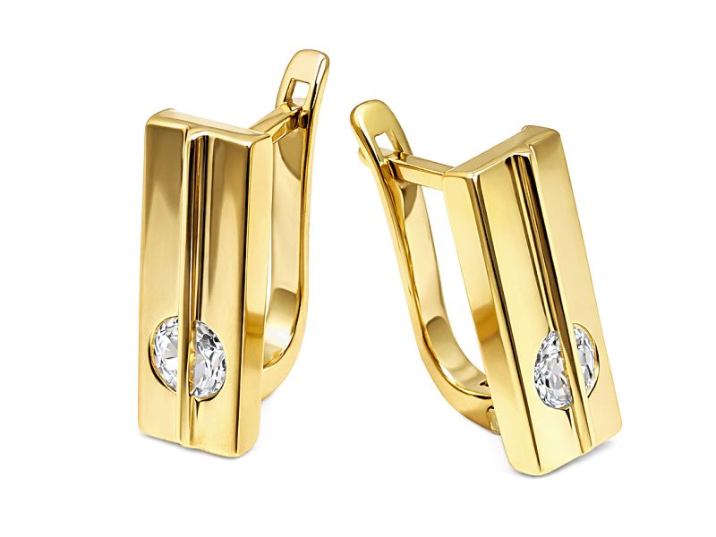 Złote kolczyki z cyrkoniami - 8047