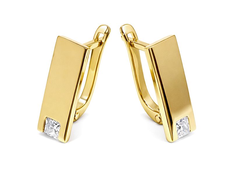 Złote kolczyki z cyrkoniami - 8048