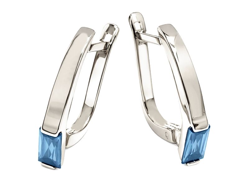 Kolczyki srebrne z akwamarynami - 8049ag