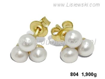 Złote Kolczyki żółte złoto z perłami - 804_k - 1