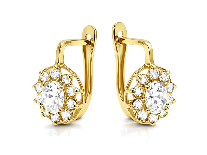 Złote kolczyki z cyrkoniami - 8053