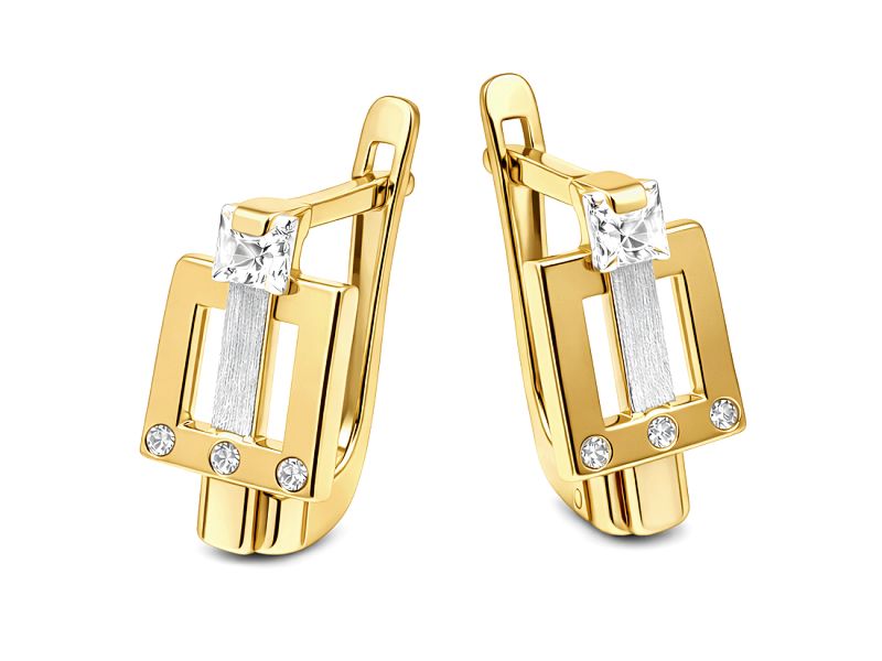 Złote kolczyki z cyrkoniami - 8055
