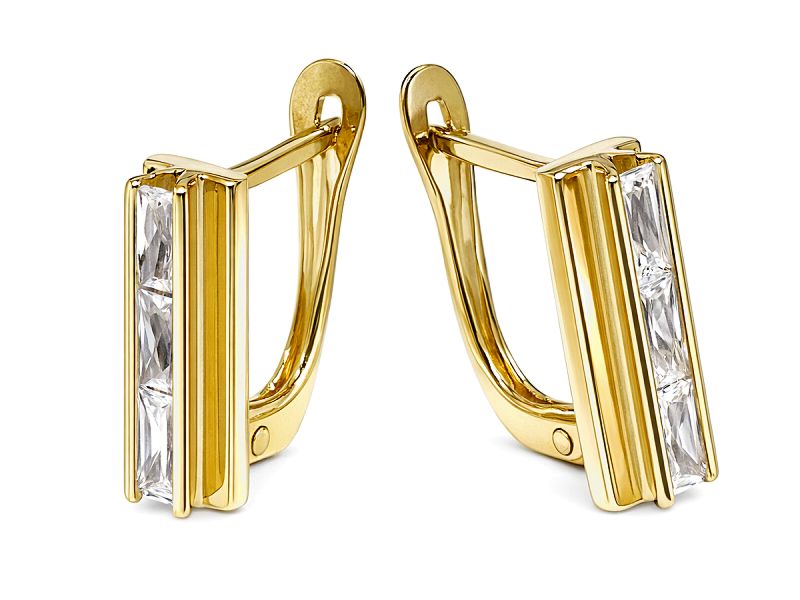 Złote kolczyki z cyrkoniami - 8057