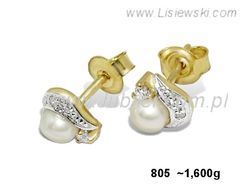 Złote Kolczyki żółte złoto z perłami - 805_k