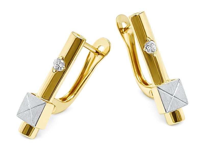 Złote kolczyki z cyrkoniami - 8061