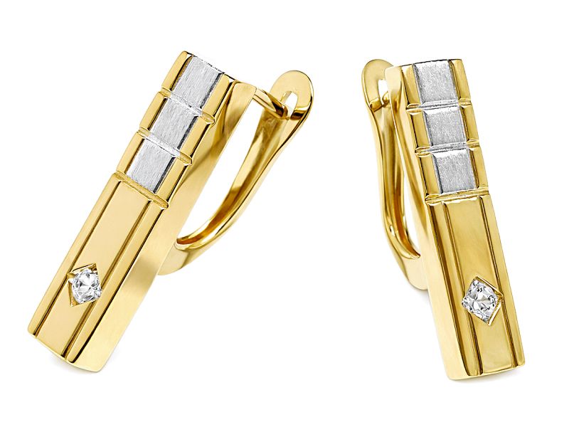 Złote kolczyki z cyrkoniami - 8063