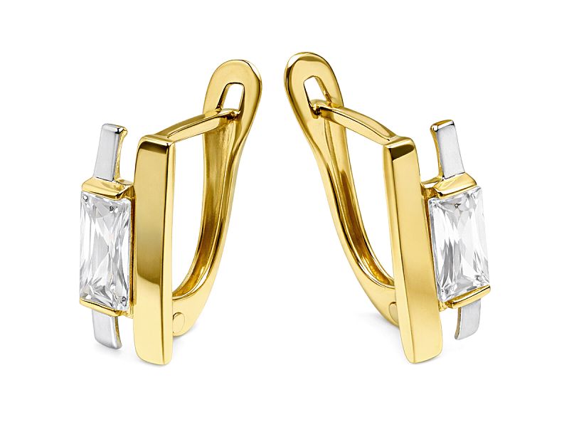 Złote kolczyki z cyrkoniami - 8071