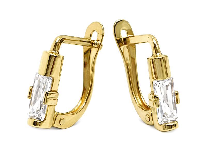 Złote kolczyki z cyrkoniami - 8074