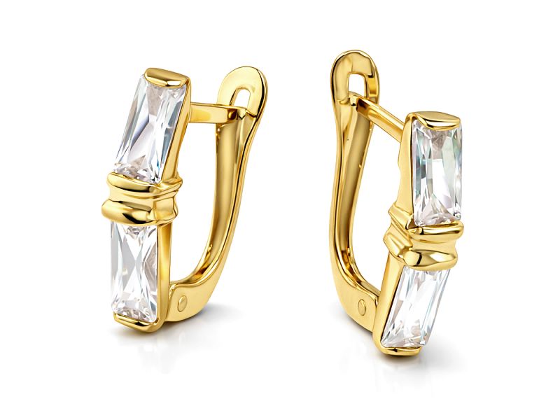 Złote kolczyki z cyrkoniami - 8076