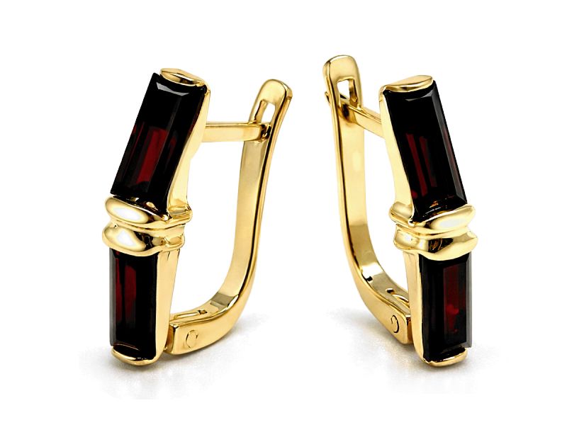 Złote kolczyki z granatami - 8076a