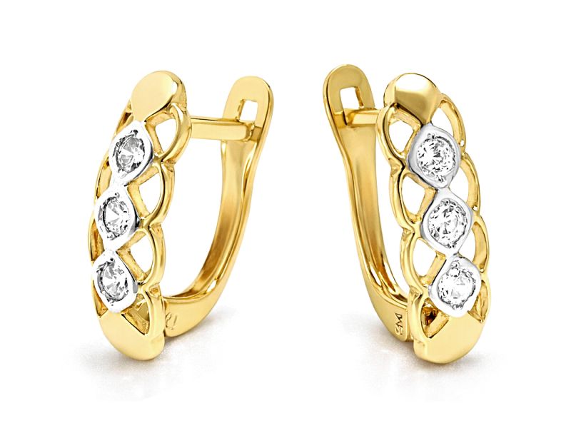 Złote kolczyki z cyrkoniami - 8077