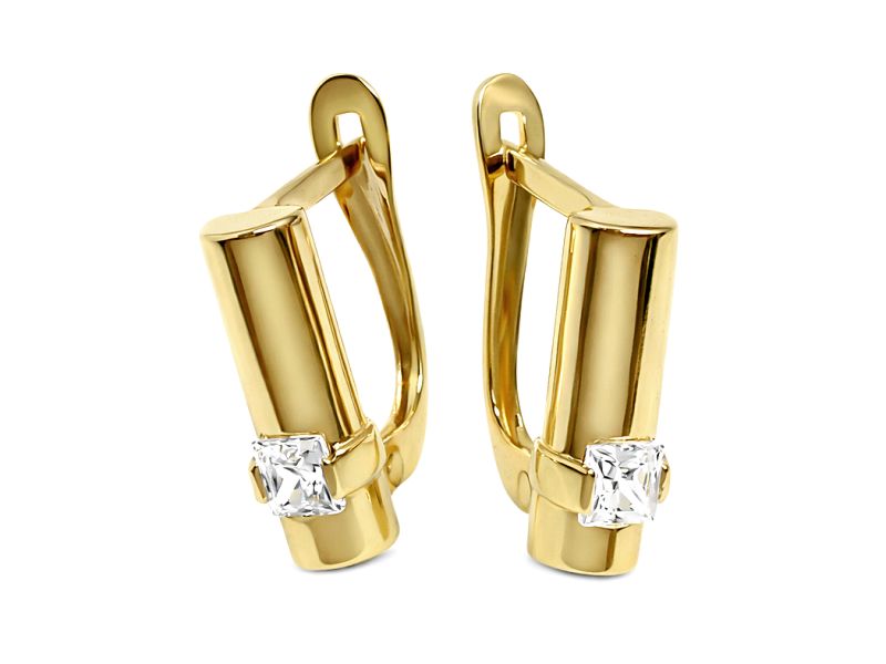 Złote kolczyki z cyrkoniami - 8089