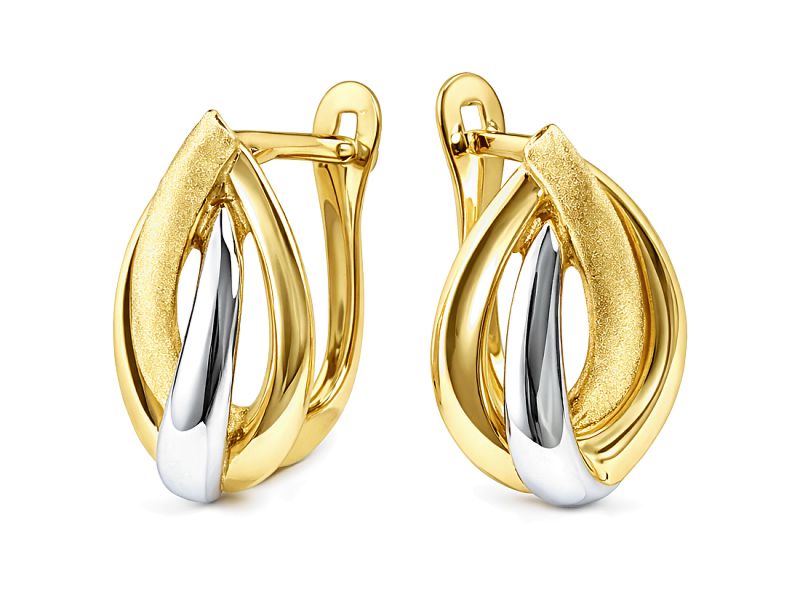 Złote kolczyki z rodowanymi akcentami - 8092