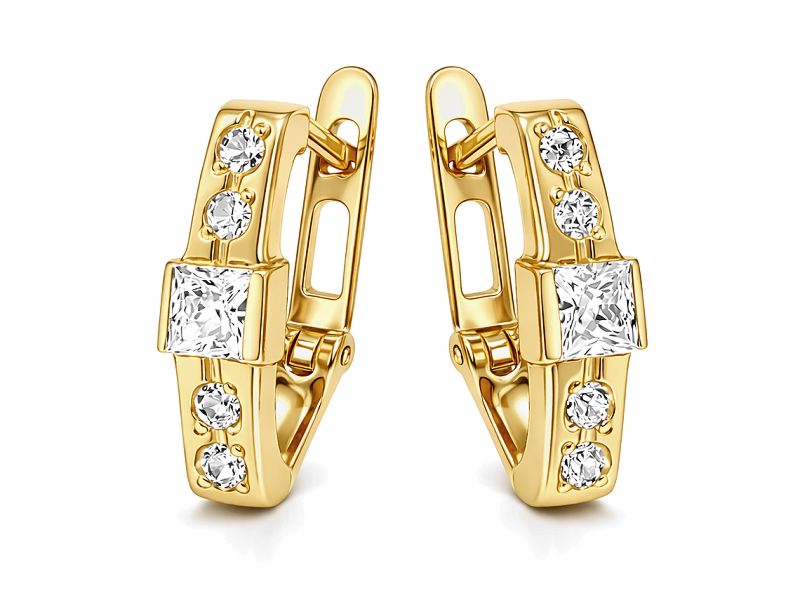 Złote kolczyki z cyrkoniami - 8094