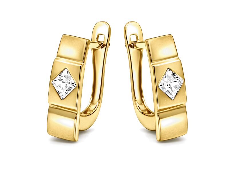 Złote kolczyki z cyrkoniami - 8106