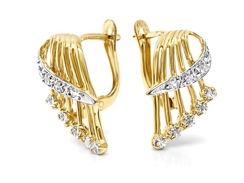 Złote kolczyki z cyrkoniami - 8113