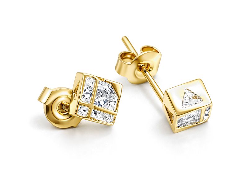 Złote kolczyki z cyrkoniami - 8122