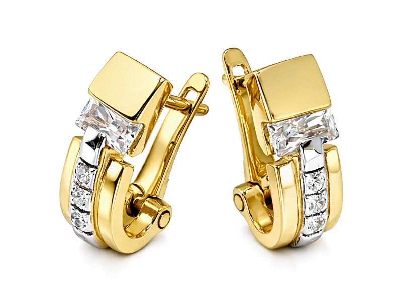 Złote kolczyki z cyrkoniami - 8123