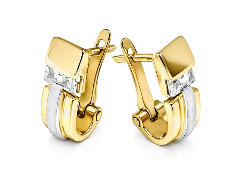 Złote kolczyki z cyrkoniami - 8124