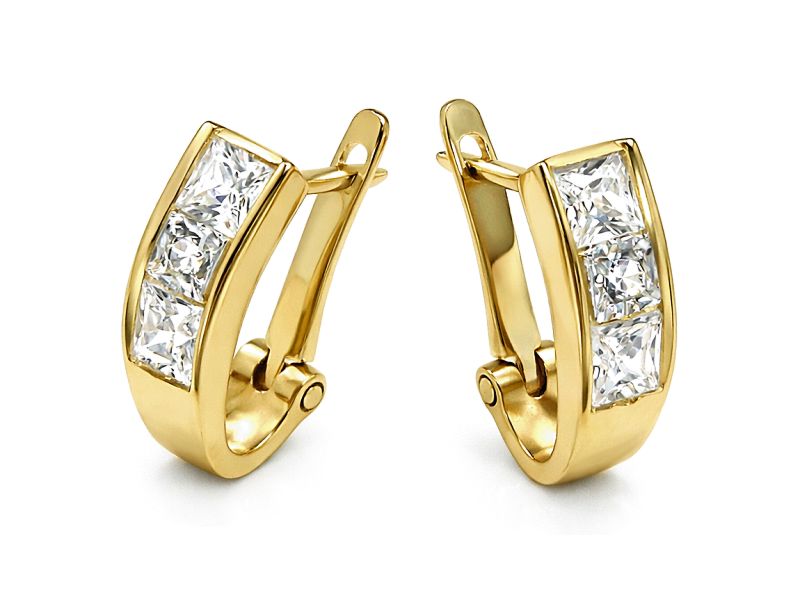 Złote kolczyki z cyrkoniami - 8128