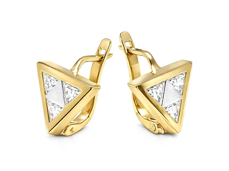 Złote kolczyki z cyrkoniami - 8134