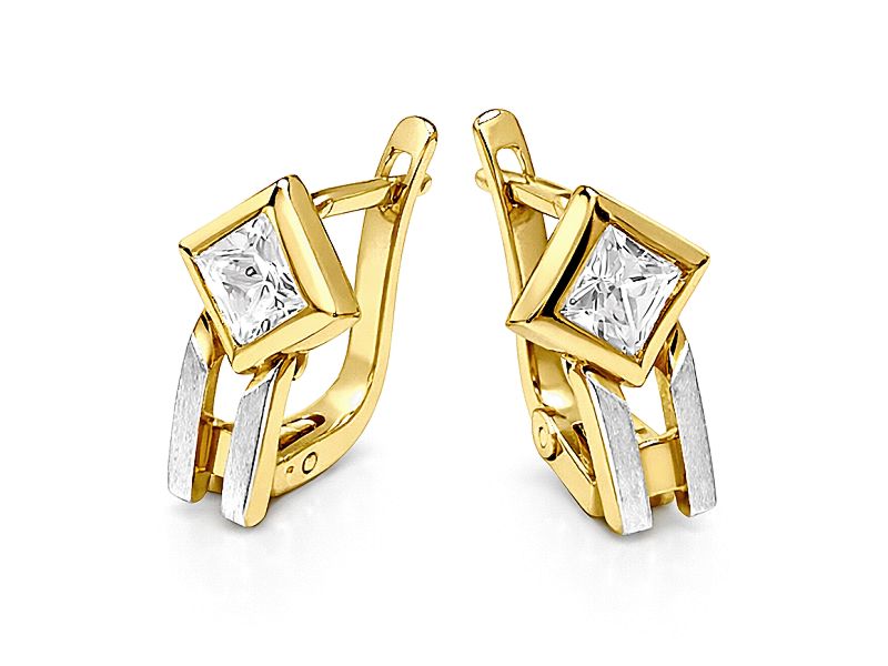 Złote kolczyki z cyrkoniami - 8135